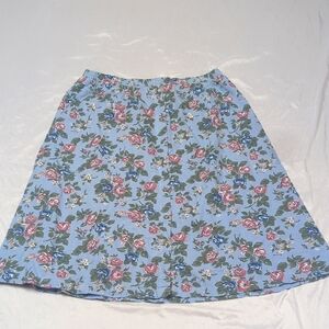 Vintage Rose Floral Button Front Pull On Ankle Length Coastal Cowgirl Maxi Skirt